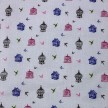 TESSUTO COTONE FANTASIA GABBIETTE E RONDINELLE BLU