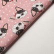 TESSUTO COTONE CANE BULLDOG FRANCESE ROSA