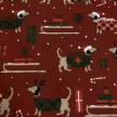 TESSUTO COTONE FANTASIA BASSOTTO NATALE ROSSO